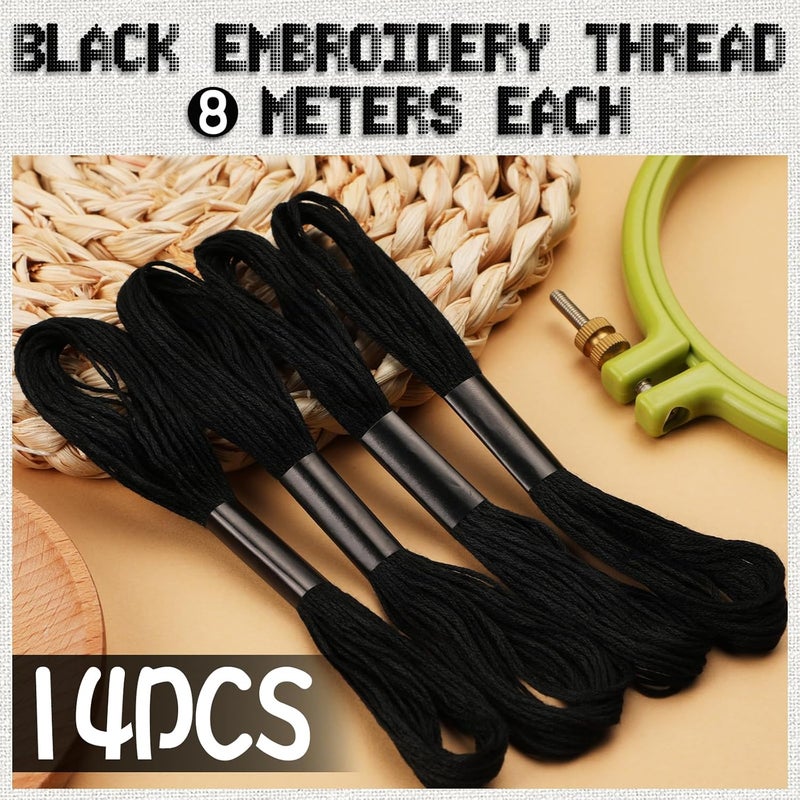 Dercuy 14 Skeins Embroidery Floss, Black Embroidery Thread, Friendship Bracelet String, Cross Stitch for DIY Making - Image 2